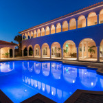 Gorgeous night views of the Pool & Patio area of this magnificent Indialantic Estate in Florida