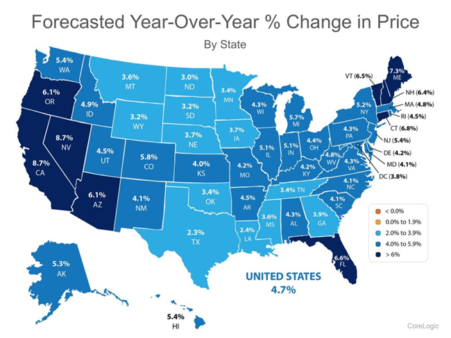Forecasted Home Price Increases Year Over Year October 2017