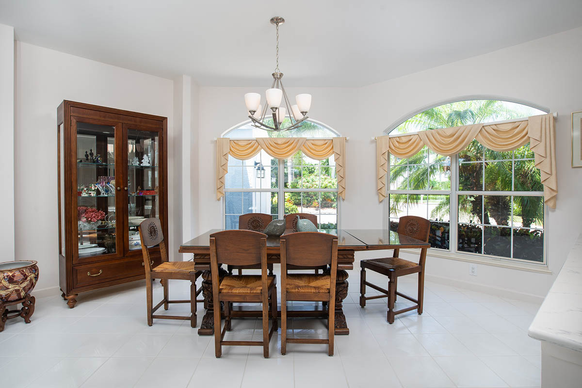 Dining Room with Built-in Custom Cabinetry and Quartz Counter tops