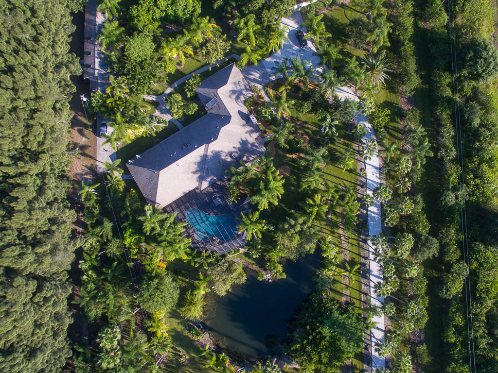 An aerial view of this sprawling Country Estate in Vero Beach Florida   