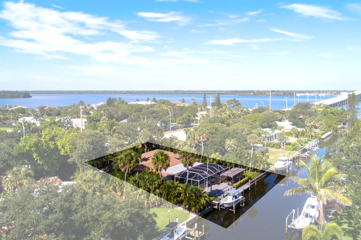 Aerial view of the property on the barrier island 
