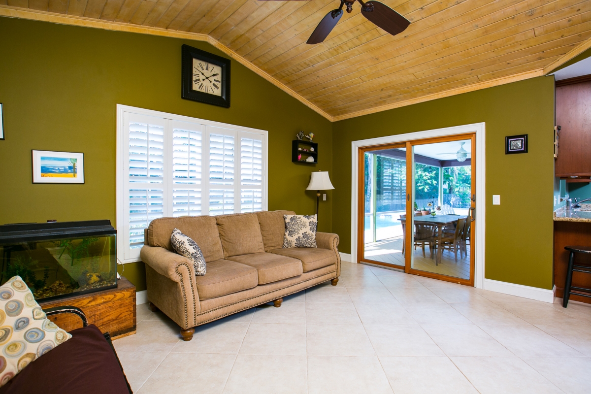 Family room with access to the screened Lanai 