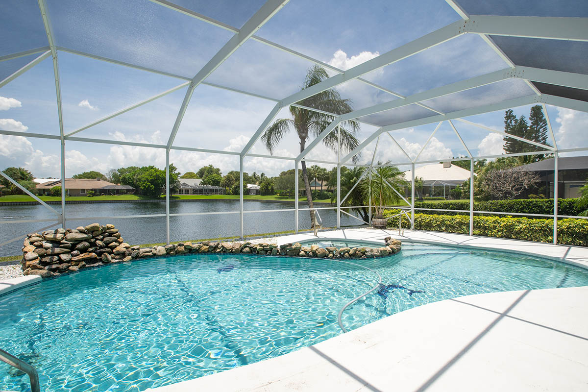 Freeform Heated Pool & Spa with Stone Accents