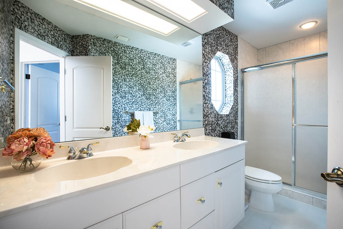 Third Full Bath with Walk-in Shower & Double Marble Top Vanity 