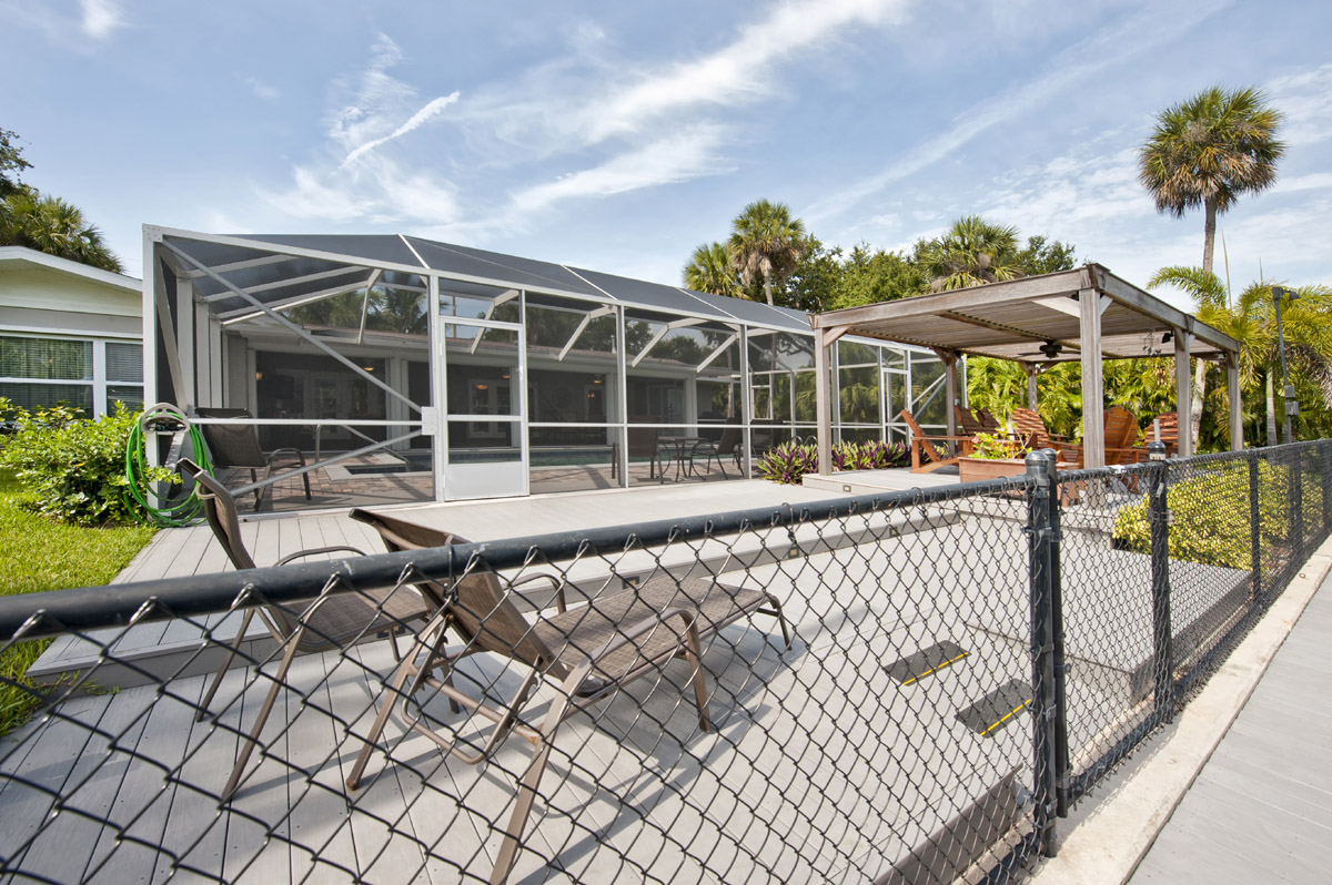 The Pool and Deck Area as seen from the Private Dock       