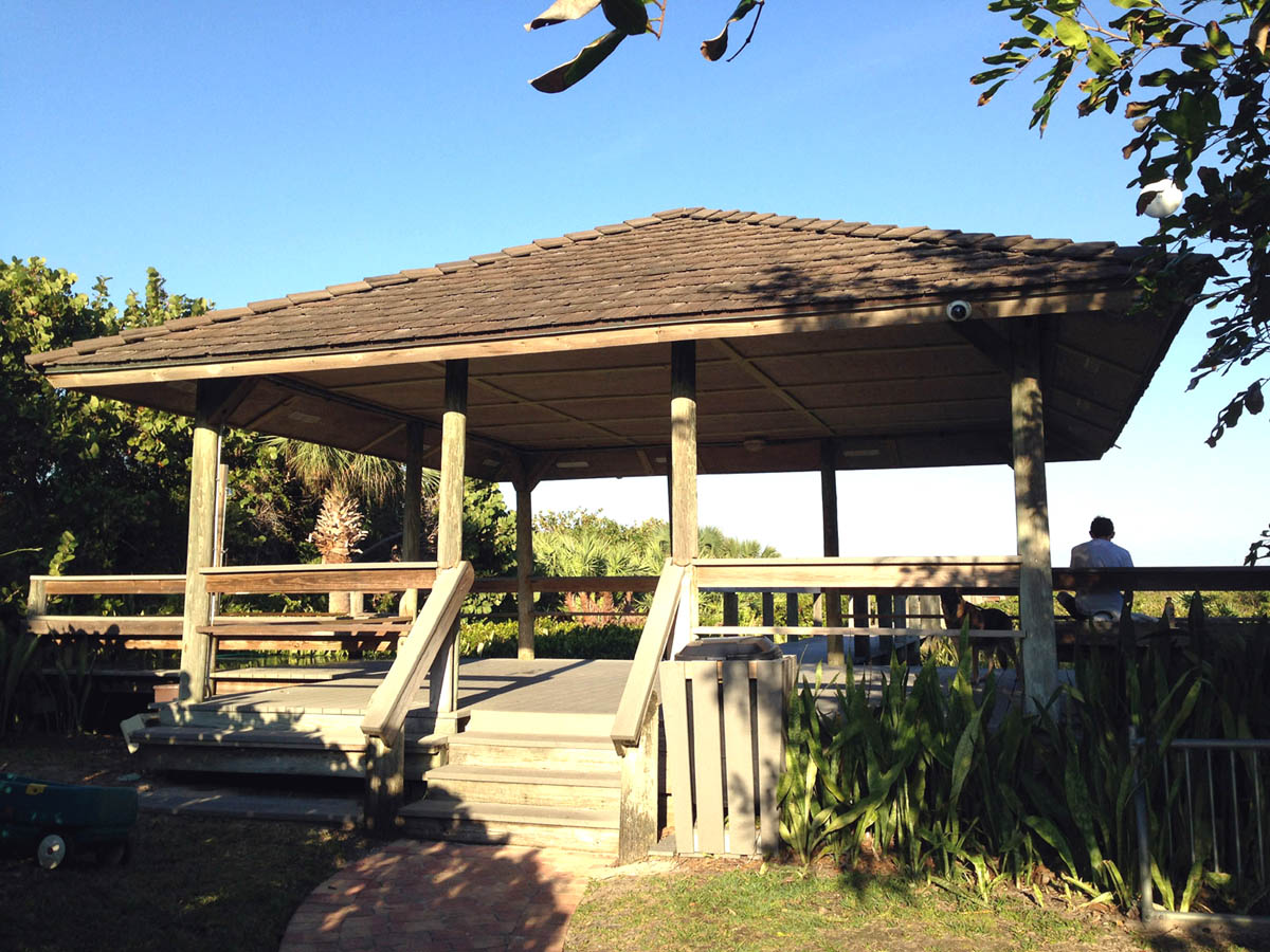 The community beachside gazebo is a place to escape the sun, relax or meet friends and neighbors.               