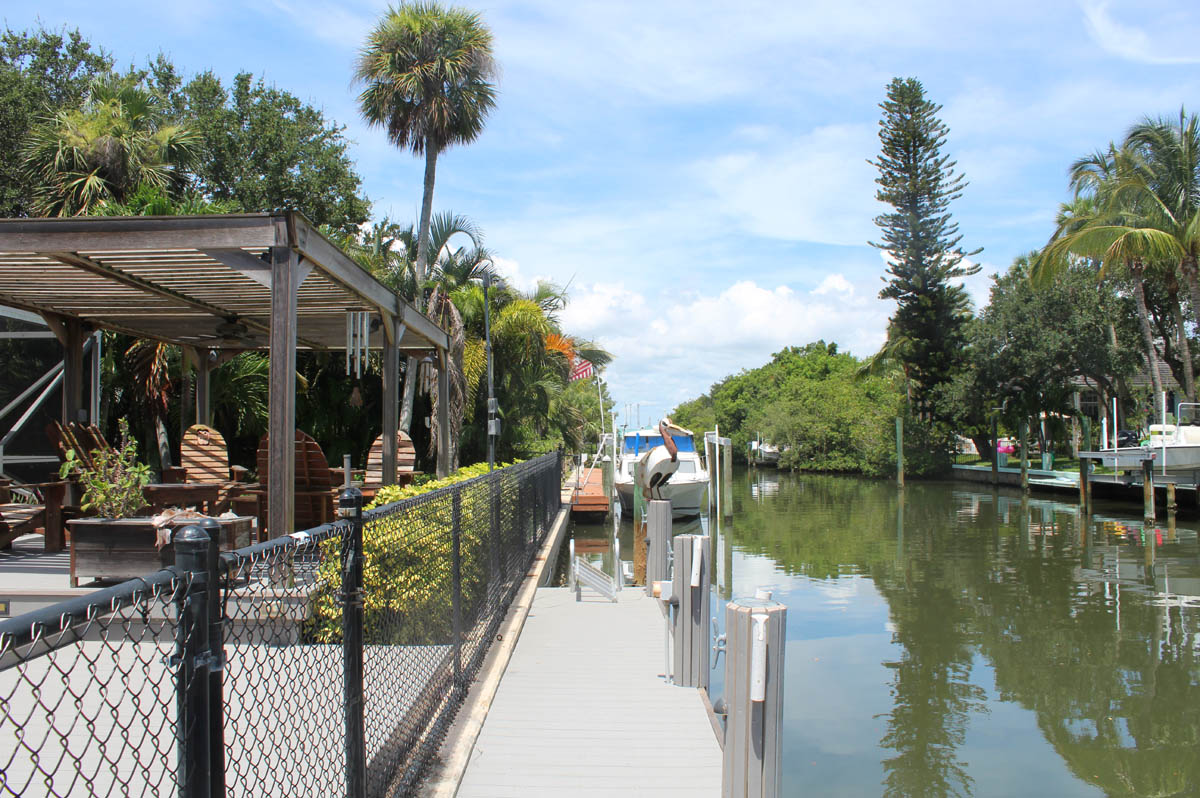 View of the dock looking west into Indian River