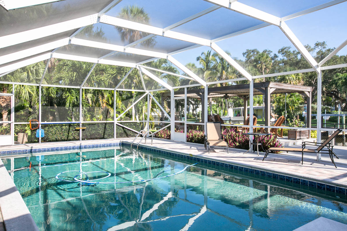 Dip in the sparkling screened pool