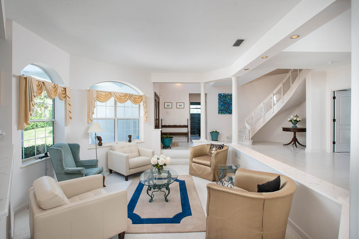 Entrance & the Open Sunken Living Room space