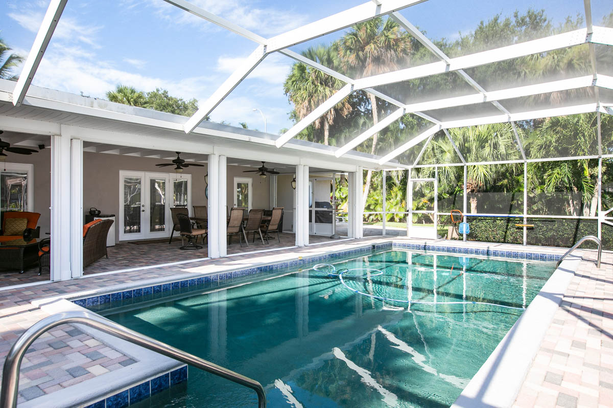 The covered Lanai and Pool provides a great place to relax and swim